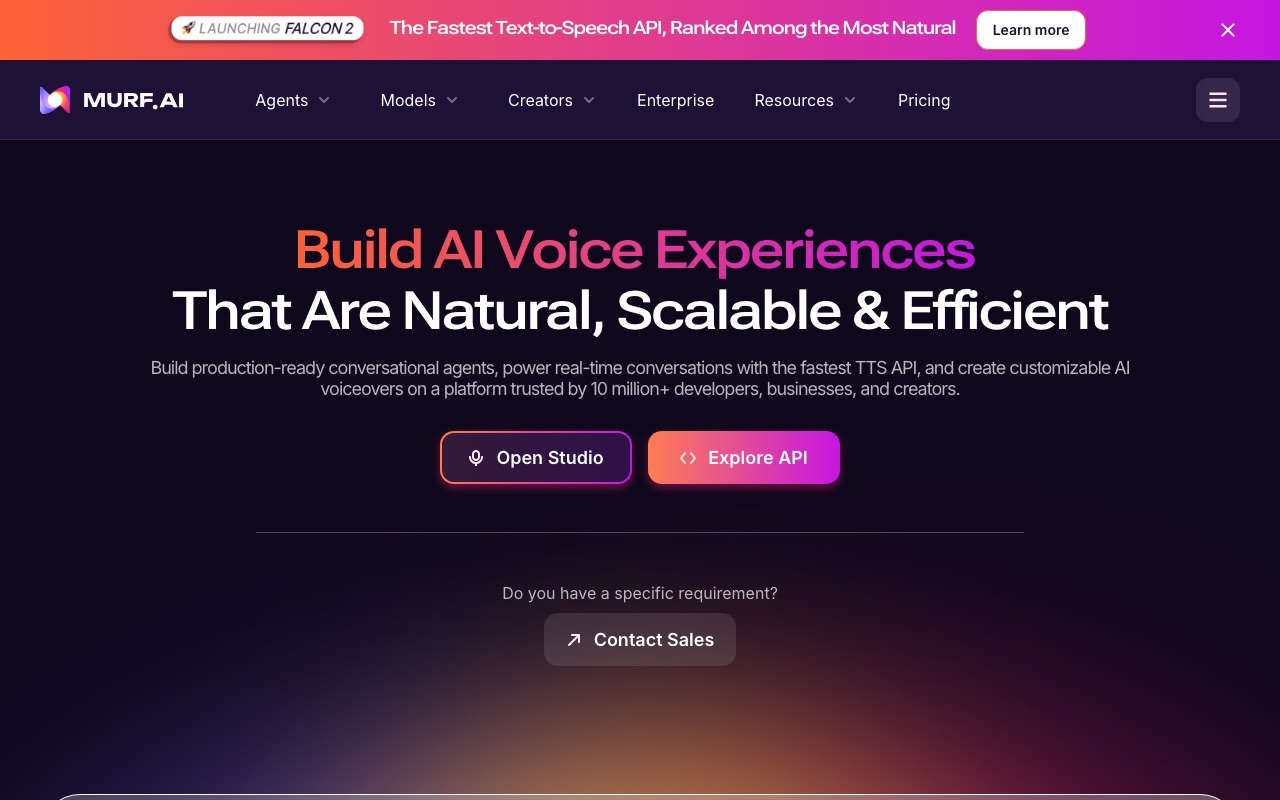 Скриншот главной страницы Murf AI — платформа для создания голосов и озвучки видео
