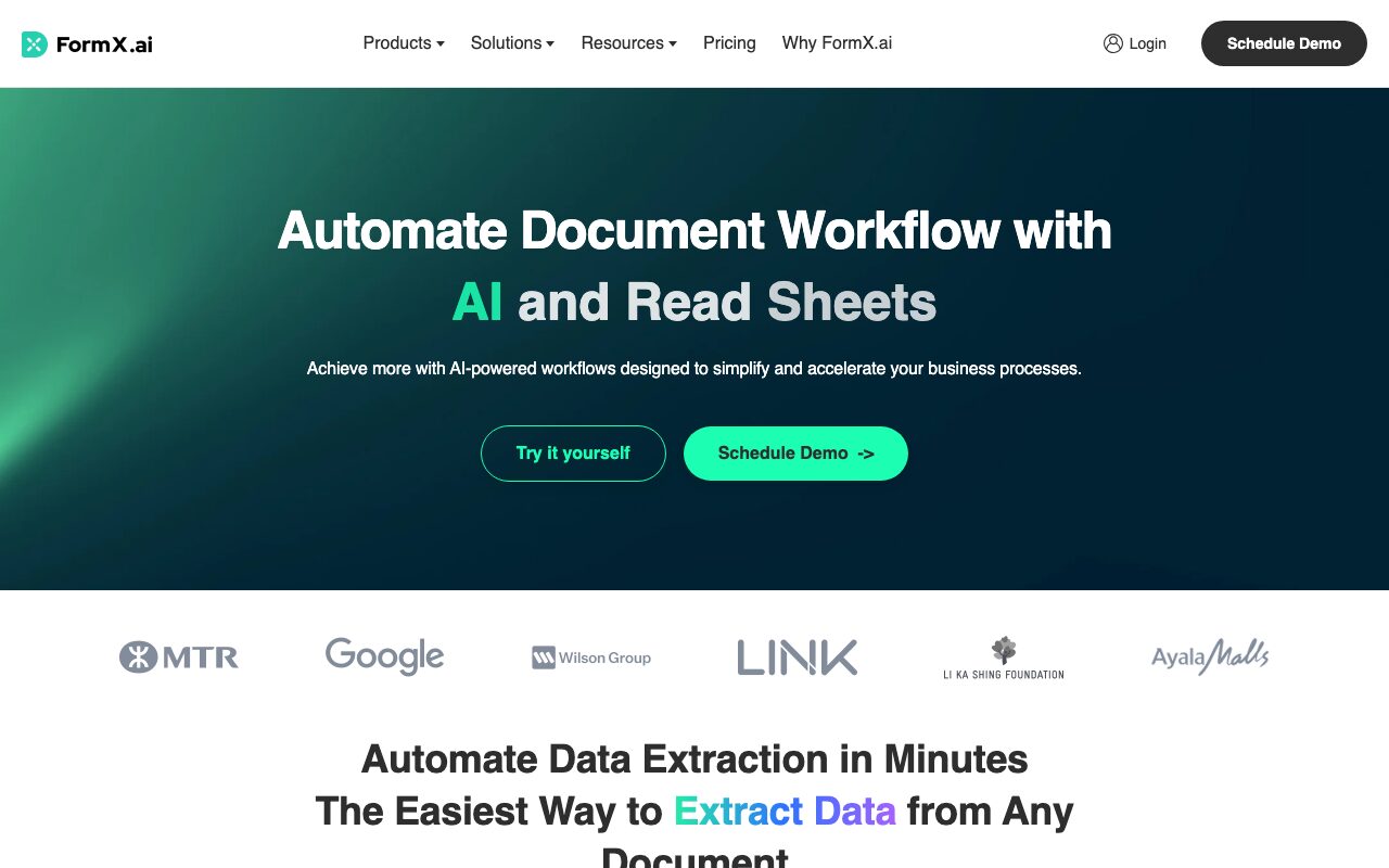 Скриншот FormX — платформа для автоматического извлечения данных из документов