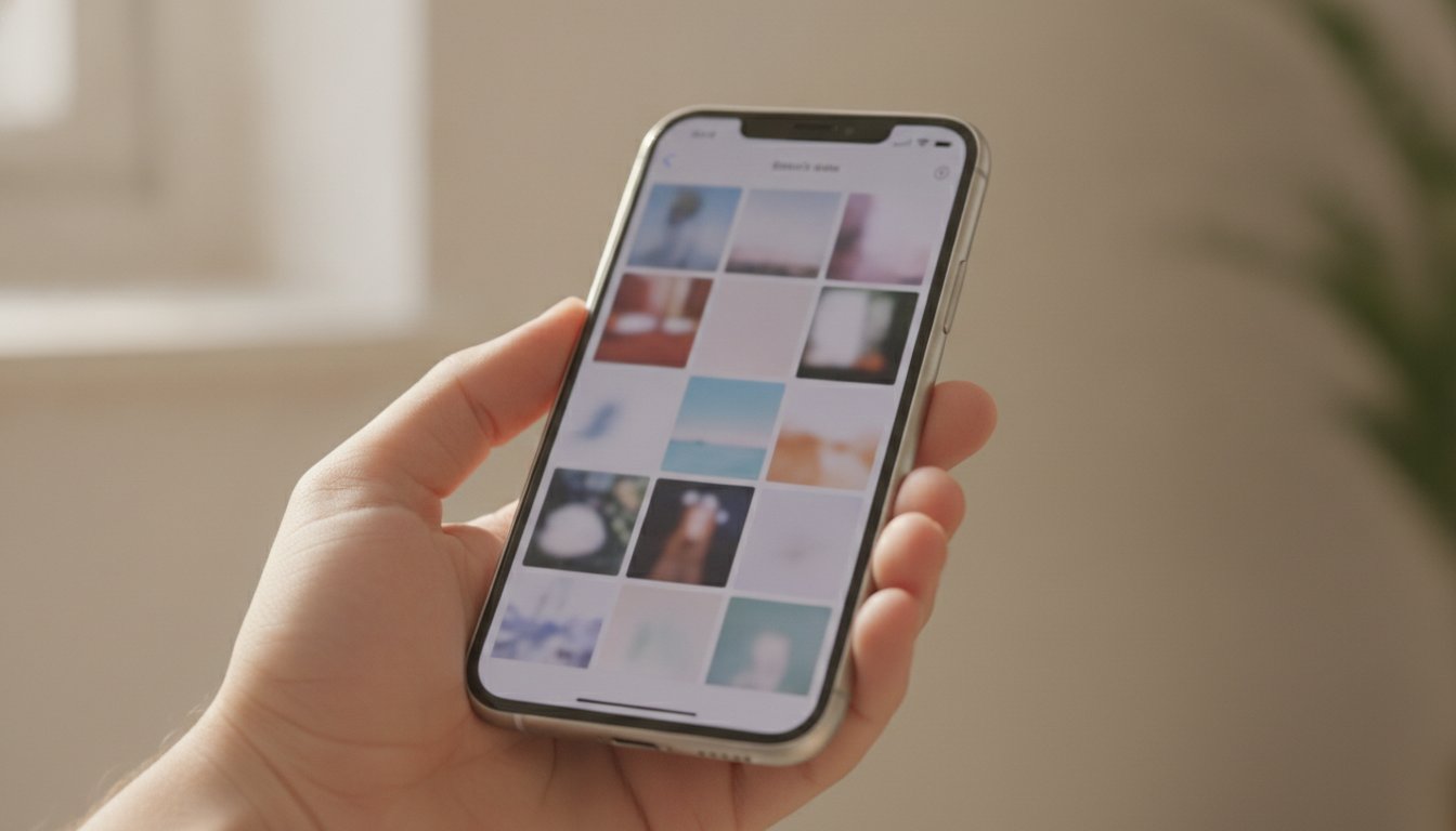 Смартфон с приложением для редактирования фотографий в руке