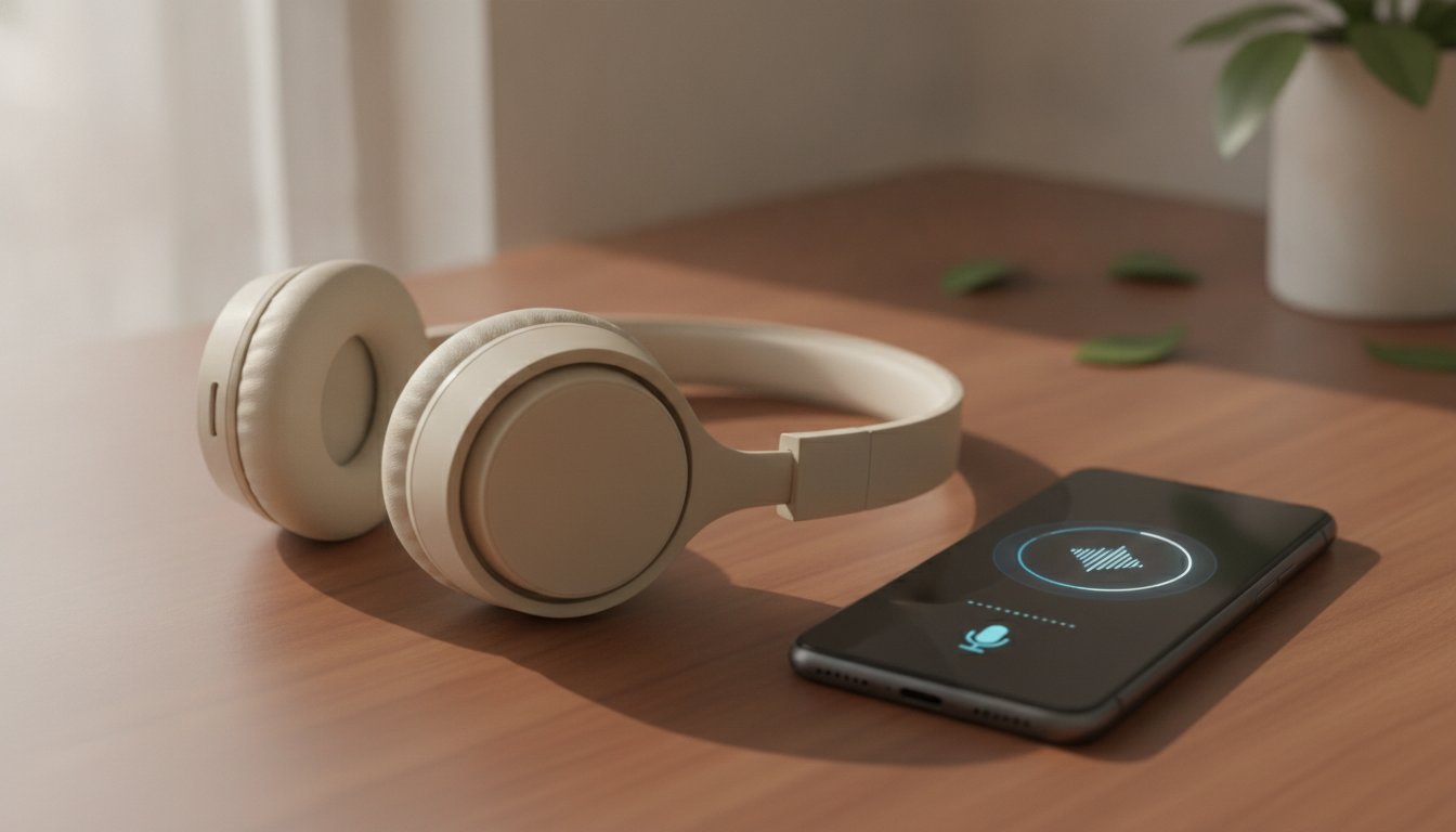 Наушники и смартфон с голосовым интерфейсом