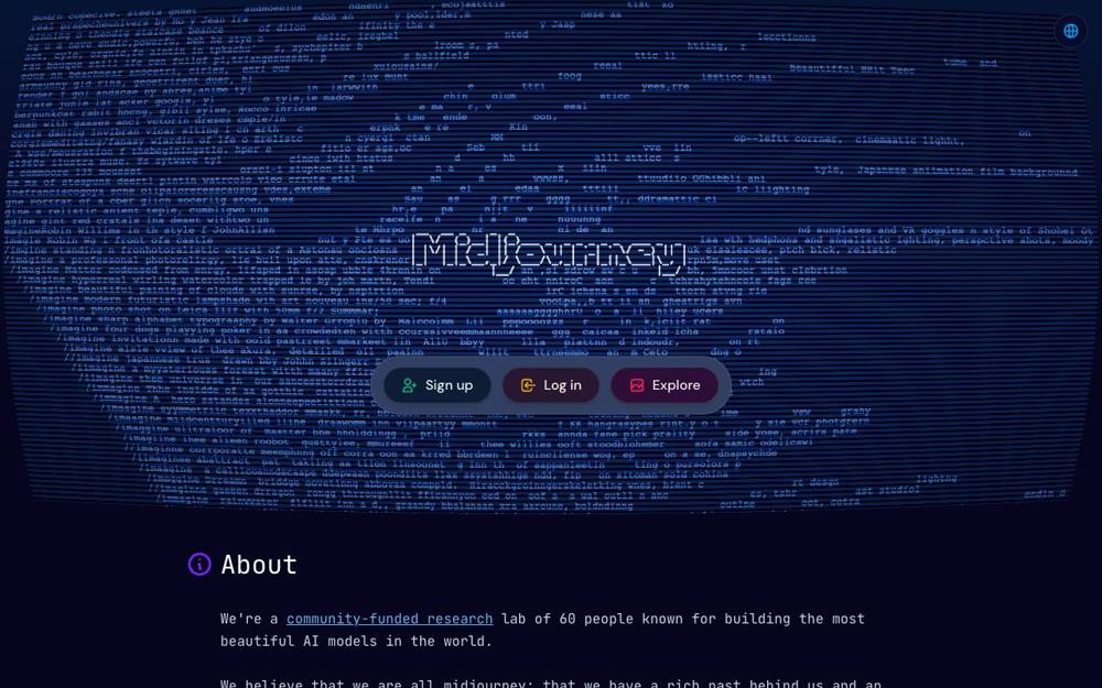 Интерфейс Midjourney