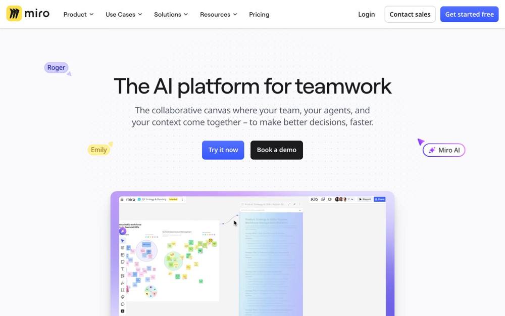 Интерфейс Miro AI