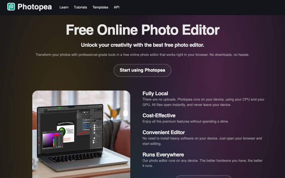 Интерфейс Photopea