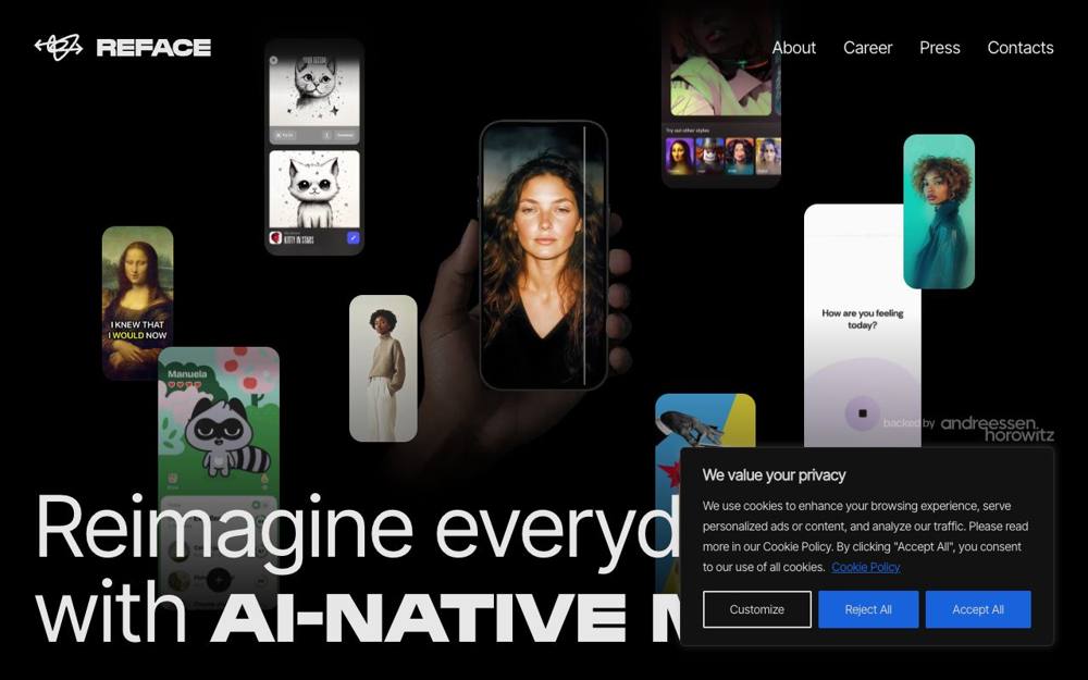 Интерфейс Reface AI