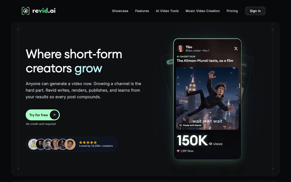 Интерфейс Revid AI