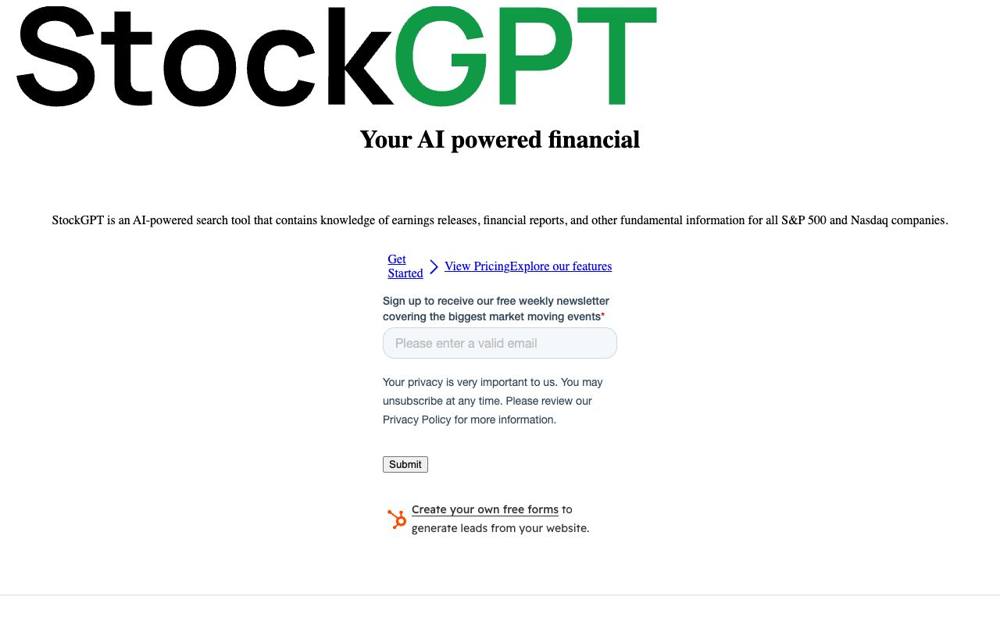 Интерфейс StockGPT