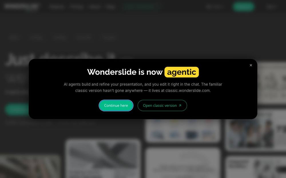 Интерфейс Wonderslide AI