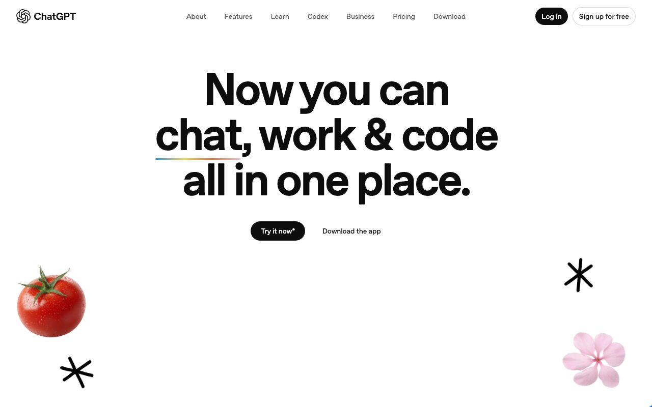 Официальная страница ChatGPT от OpenAI