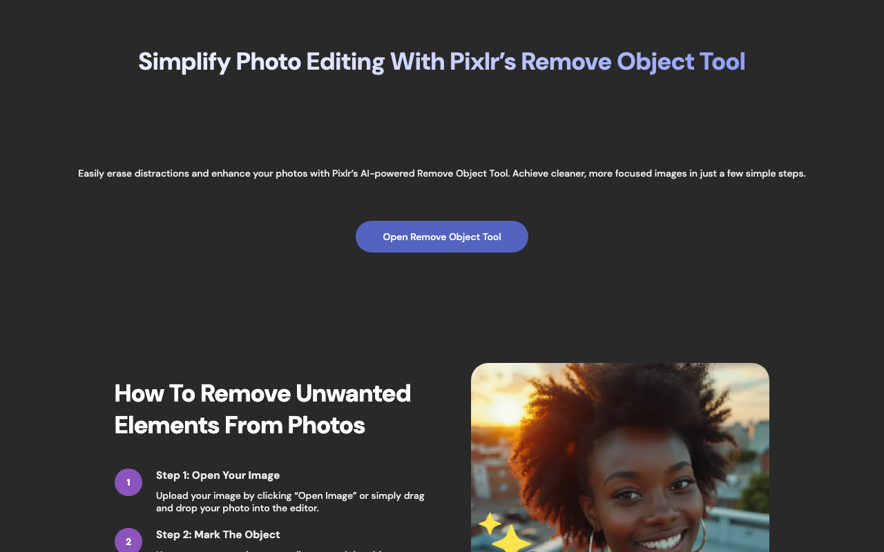 Инструмент Remove Object в Pixlr для удаления объектов с фотографий — скриншот редакции NeuroFolder